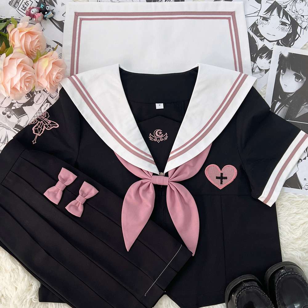 セーラー服 ゴシック風 ピンクアクセント制服セット