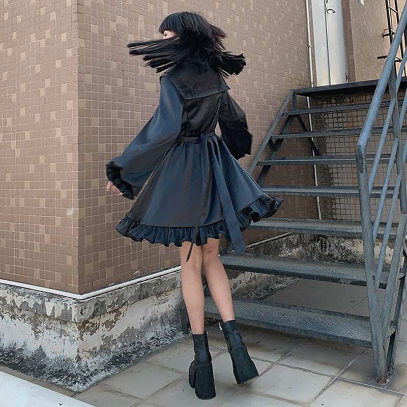 セーラー服 ゴシックロリータ風 フリルセーラーワンピース