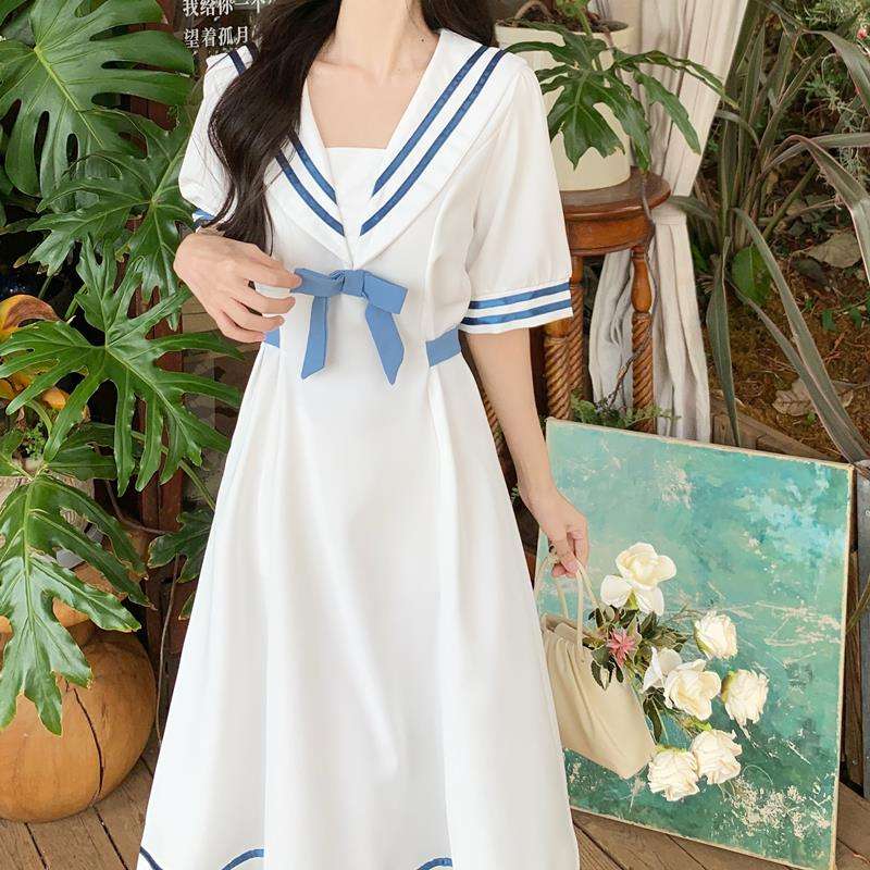 セーラー服 爽やかマリンスタイル セーラーカラーワンピース