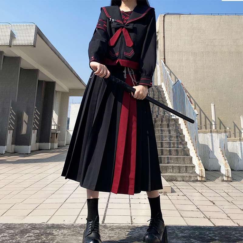 セーラー服 セゴシックロリータ風セーラー制服ワンピース