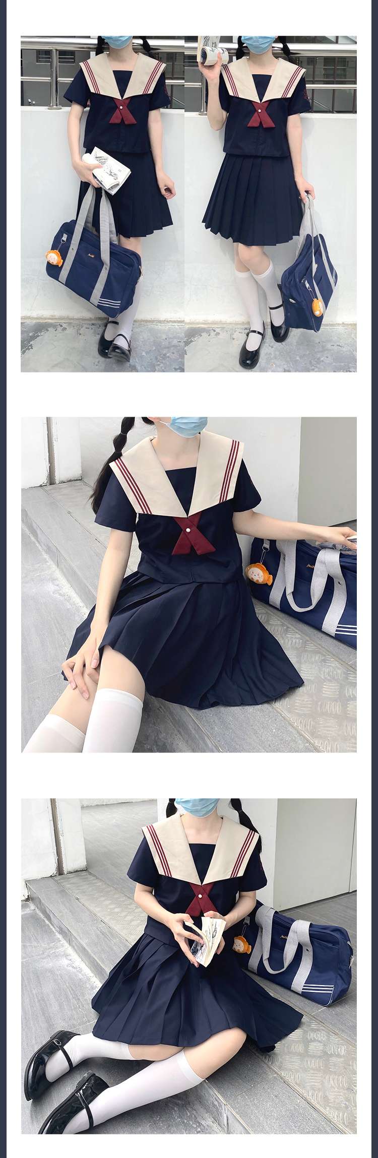 セーラー服 レトロ風味 長袖ワンピース