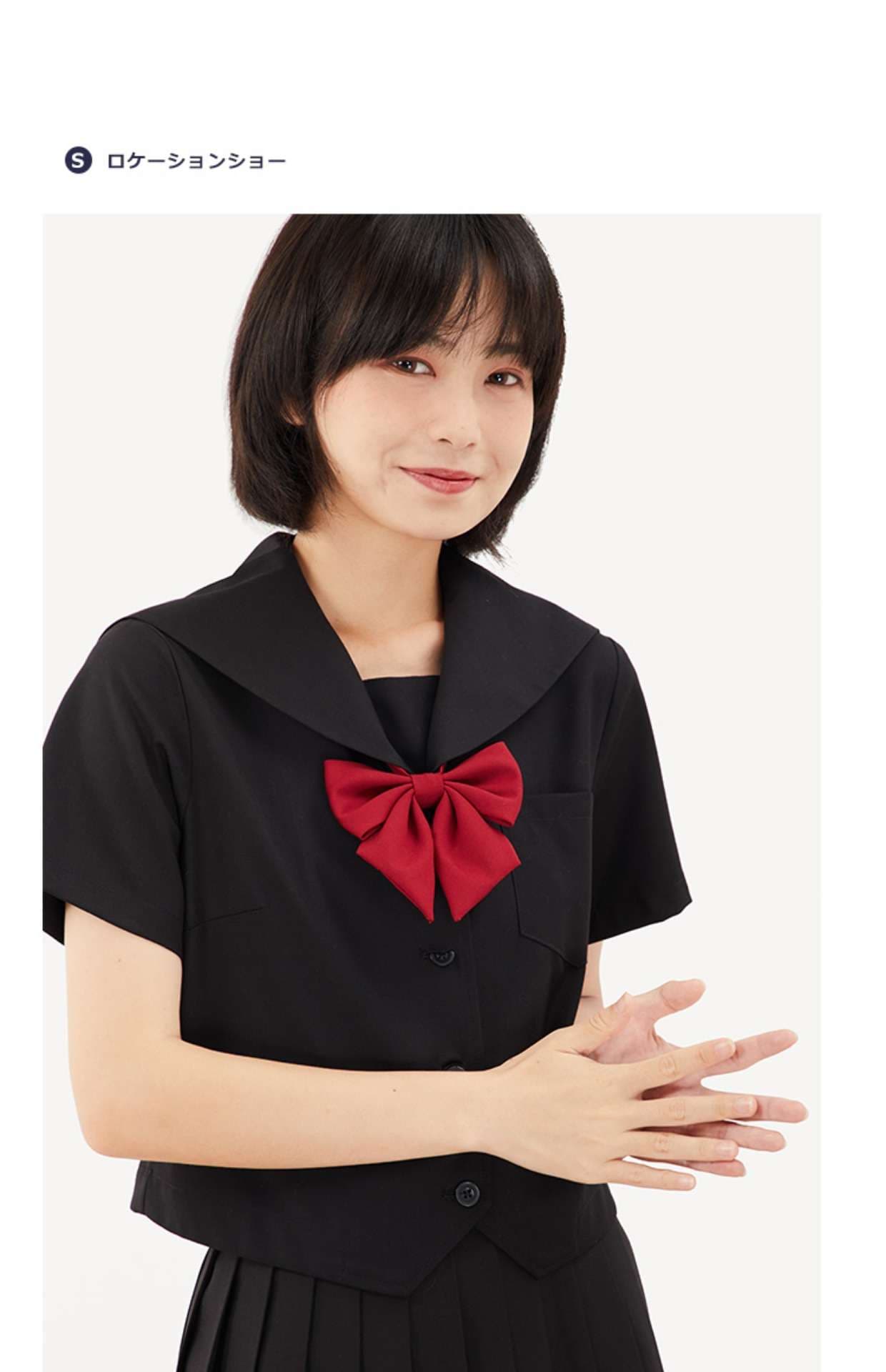 セーラー服 リボン付きセーラー風制服ワンピース