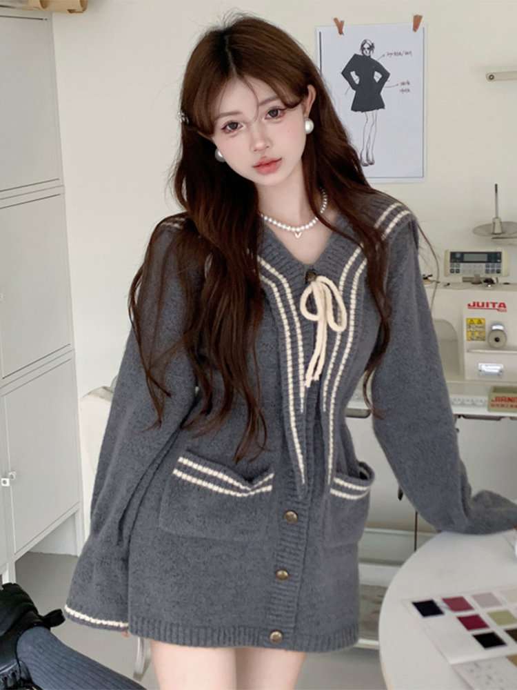 セーラー服 セーラー襟付きニットカーディガン