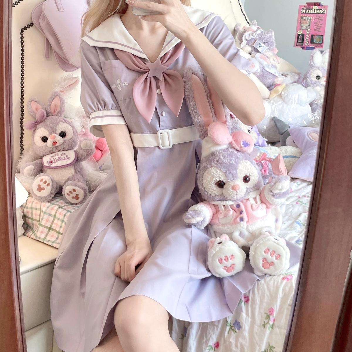 セーラー服 甘めガーリーセーラーカラーワンピース