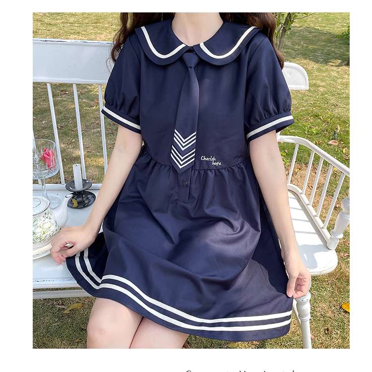 セーラー服 ネイビーセーラーカラー プリーツワンピース