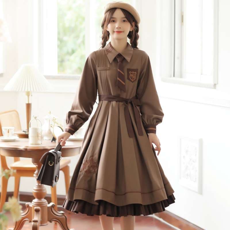 セーラー服 レトロ学院風ケープ付きワンピース