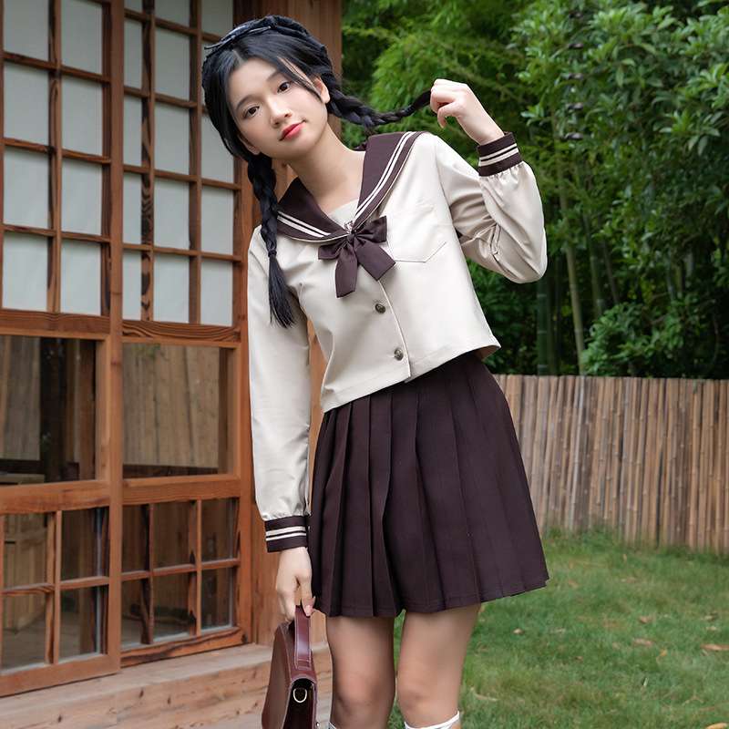 セーラー服 清純風 トップス 長袖ブラウス