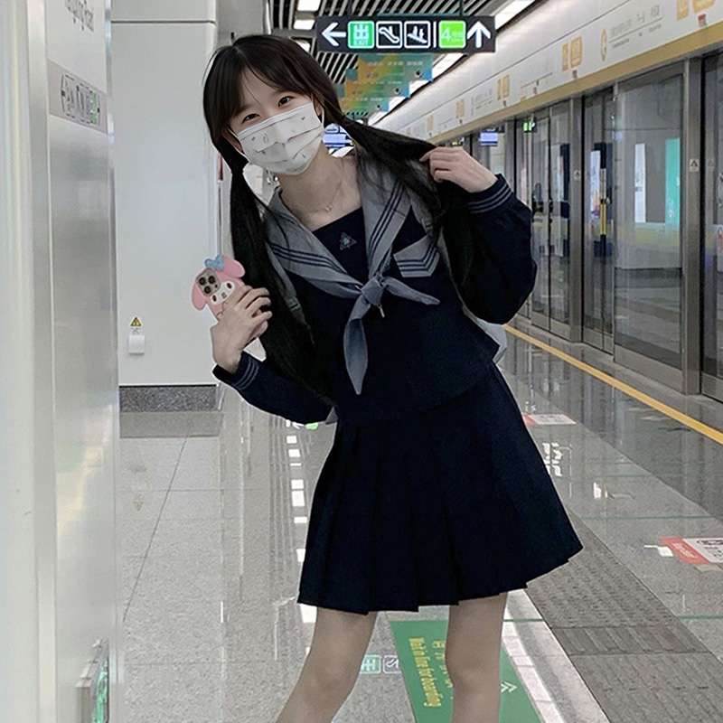セーラー服 クラシックスタイル 黒色 制服セット