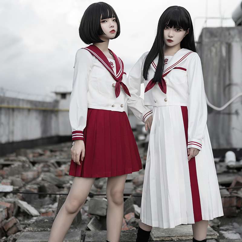 セーラー服 学園風ロングセーラーワンピース