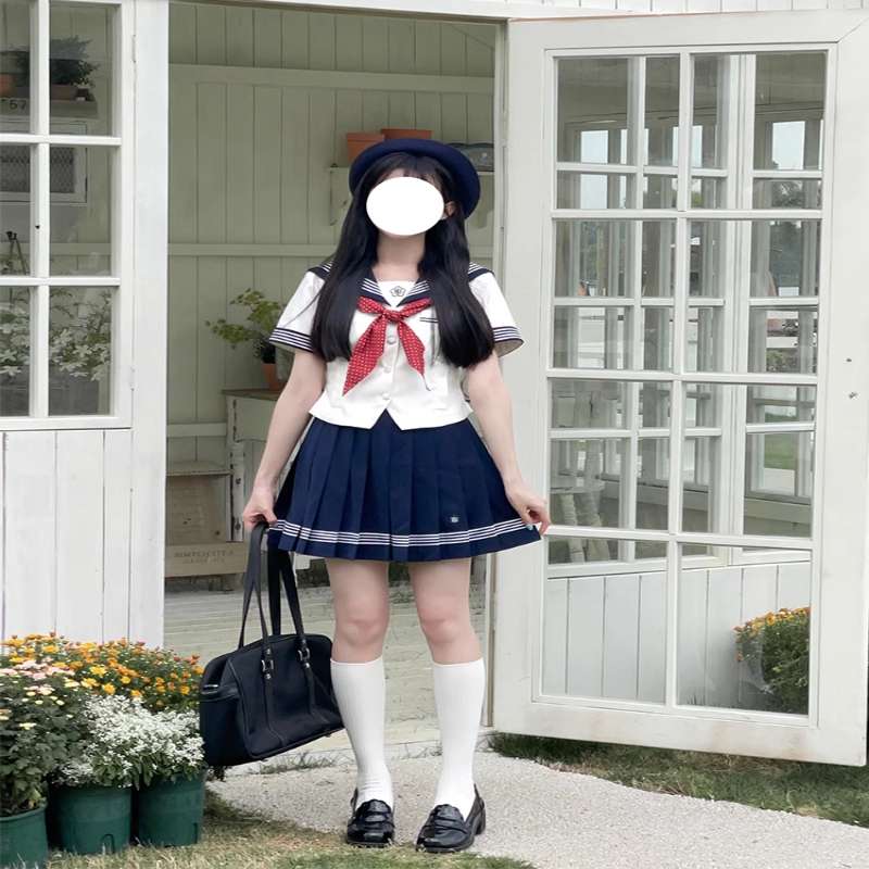 セーラー服 クラシック風 トップス 赤リボン付き