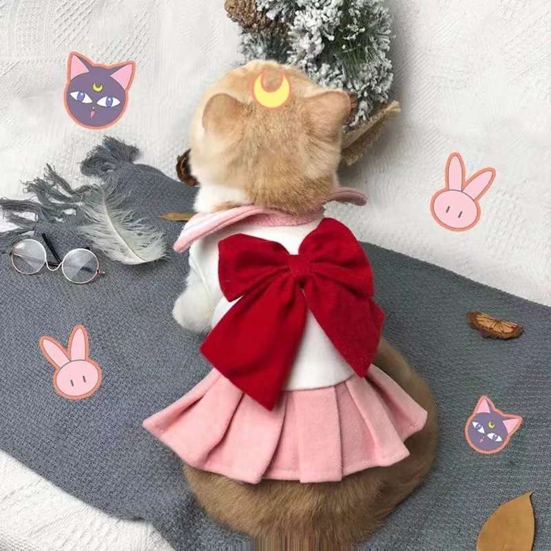セーラー服 猫用セーラームーン風コスプレワンピース