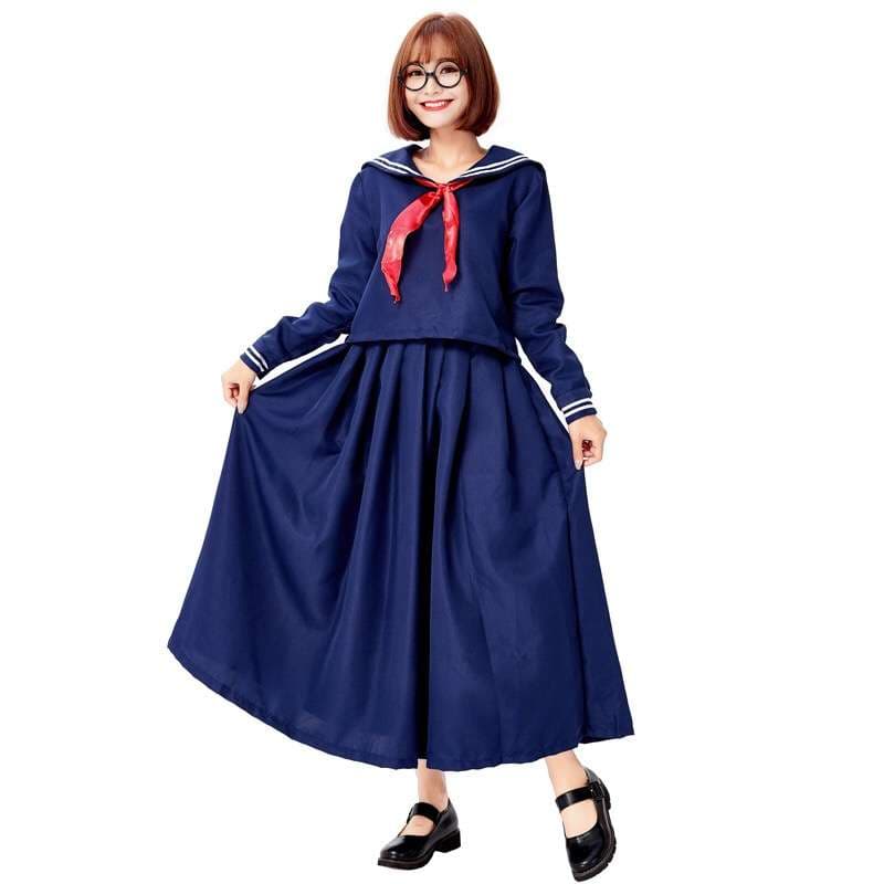 セーラー服 長袖 ワンピース 学生風