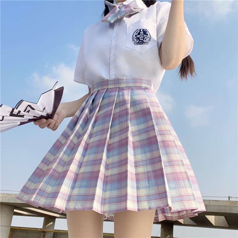 セーラー服 パステルチェック柄プリーツスカート制服セット