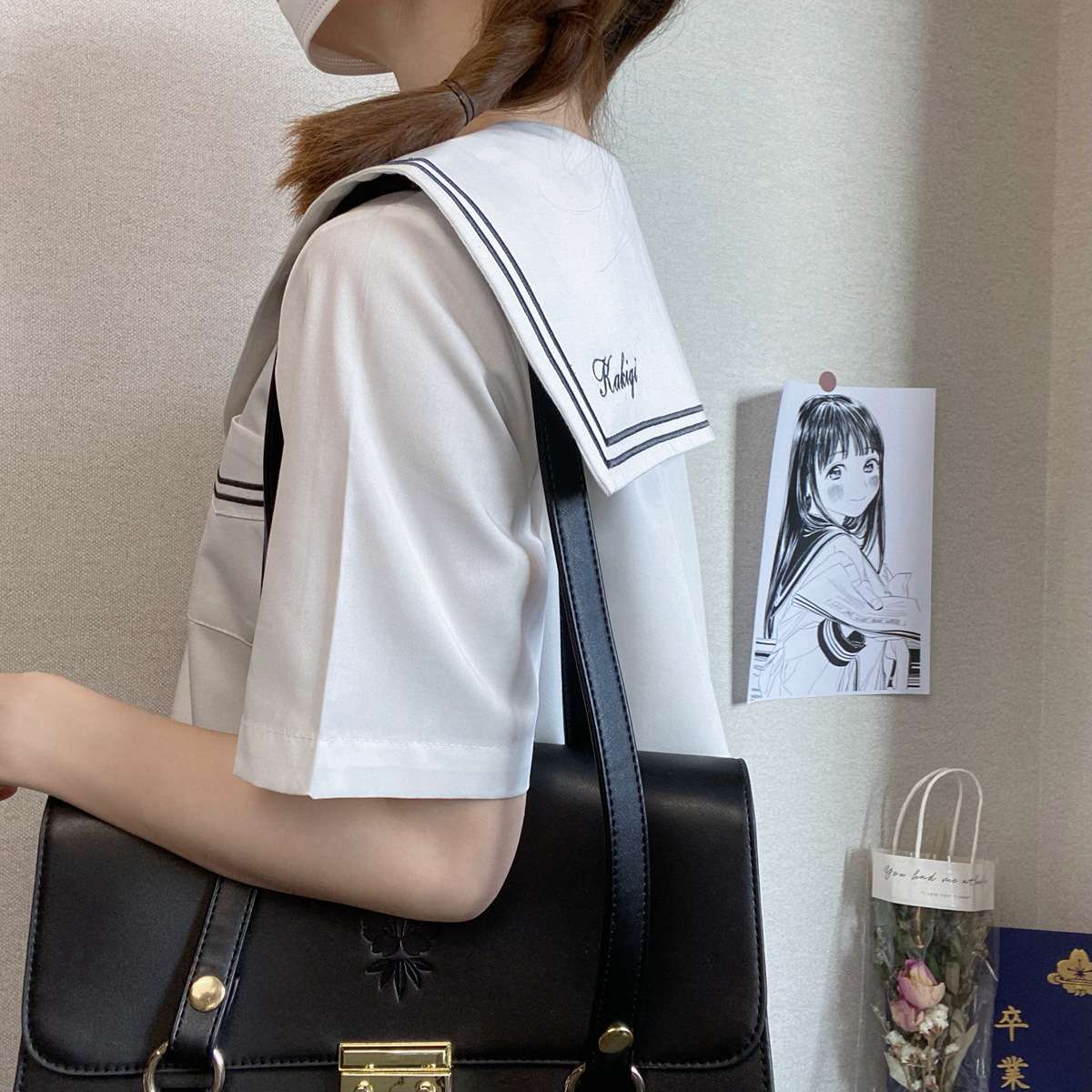 セーラー服 クラシック風セーラーカラー半袖ブラウス