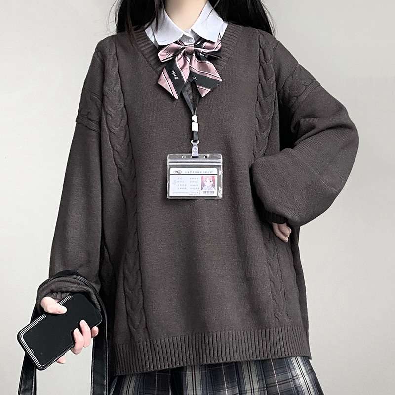 セーラー服 学生風Vネックセーター 制服風ニット