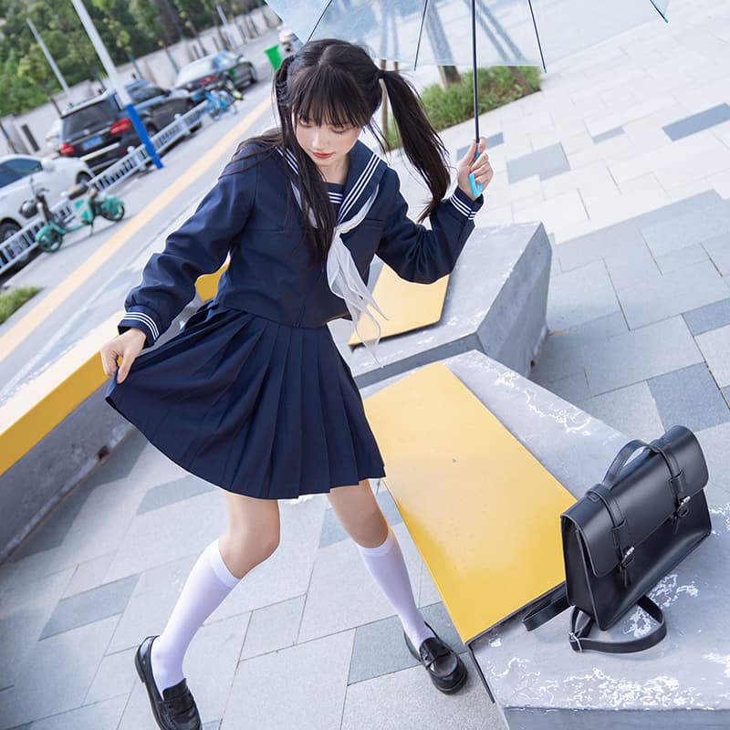 セーラー服 正統派学園風セーラー襟長袖トップス