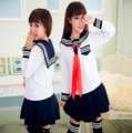 セーラー服 長袖 赤リボン付き制服