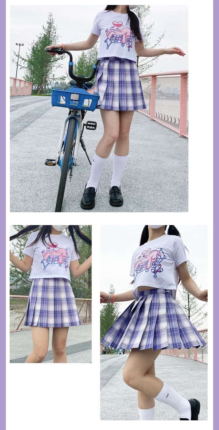 セーラー服 プレッピースタイル チェック柄プリーツスカート制服セット