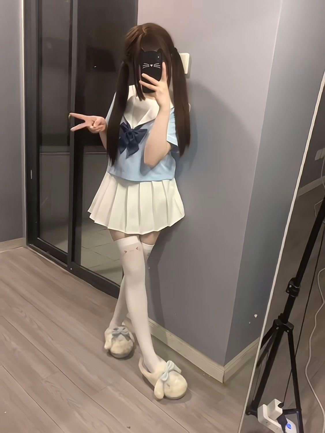 セーラー服 可愛い セット 白×水色