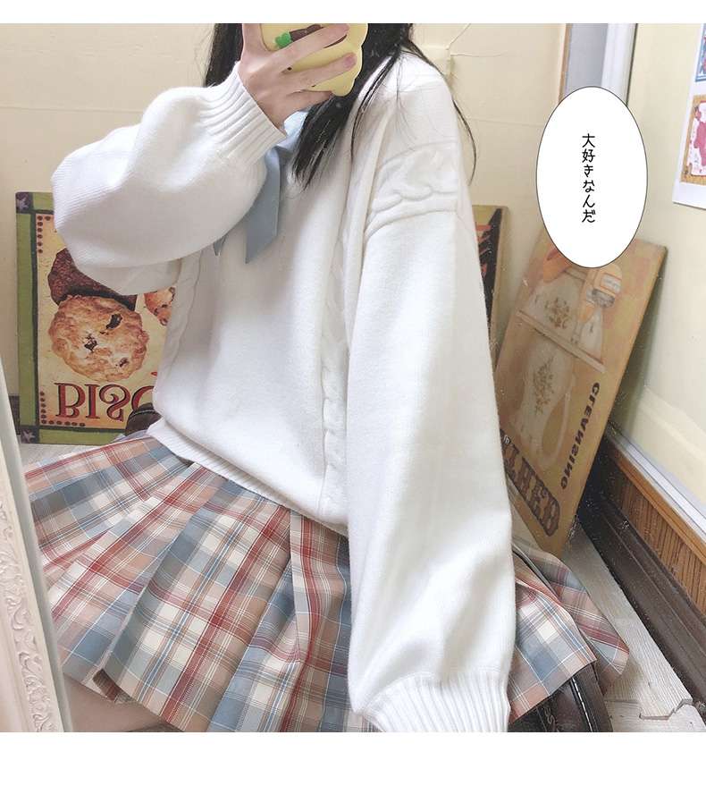 セーラー服 学生風Vネックセーター 制服風ニット