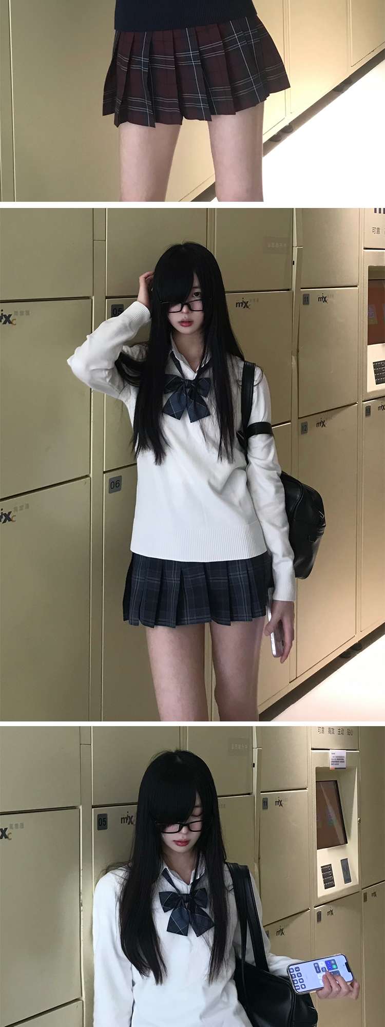 セーラー服 学園風リボン付きセーラーニットセーター