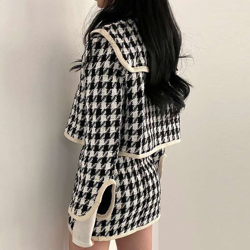 セーラー服 ハウンドトゥース柄セットアップ