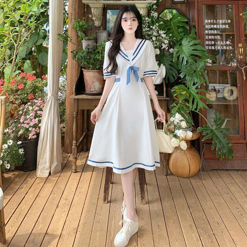 セーラー服 爽やかマリンスタイル セーラーカラーワンピース