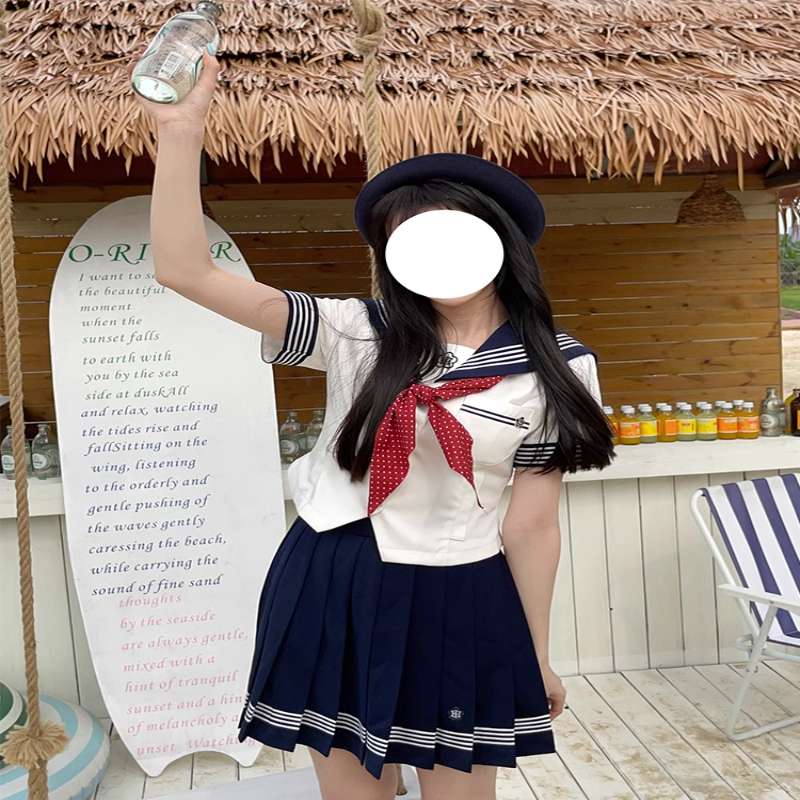 セーラー服 クラシック風 トップス 赤リボン付き