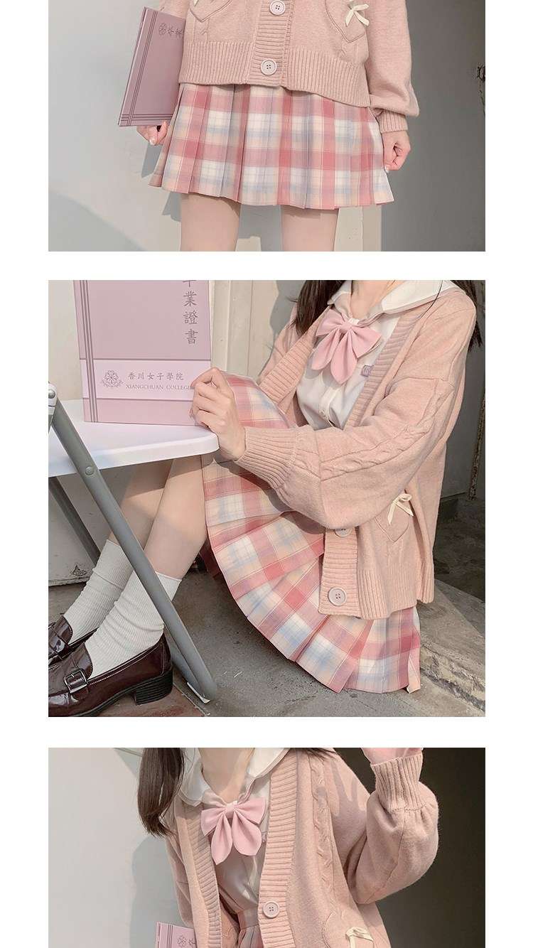 セーラー服 ハート刺繍リボン付きセーラー風カーディガン