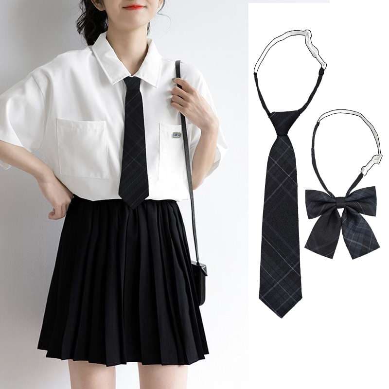 セーラー服 チェック柄ネクタイ＆リボンセット