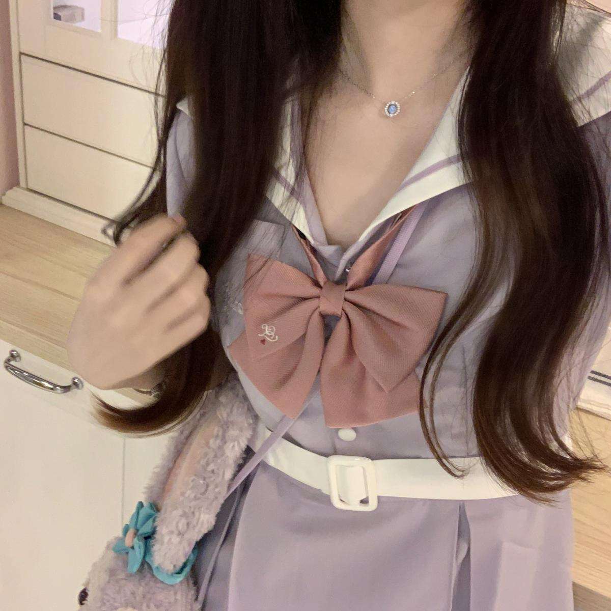 セーラー服 甘めガーリーセーラーカラーワンピース