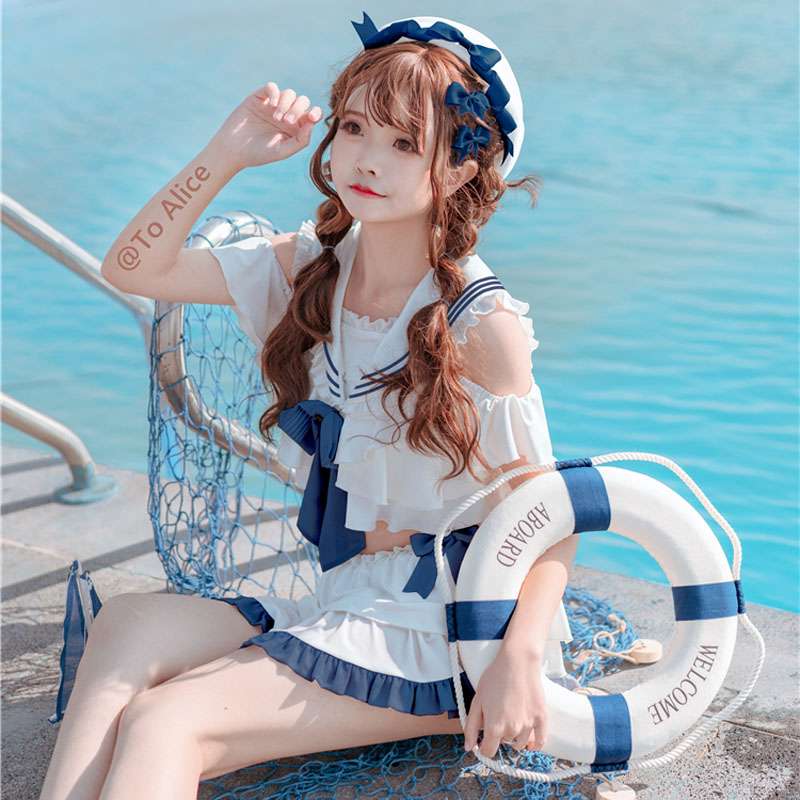 セーラー服 フリルたっぷりセーラー風水着セット