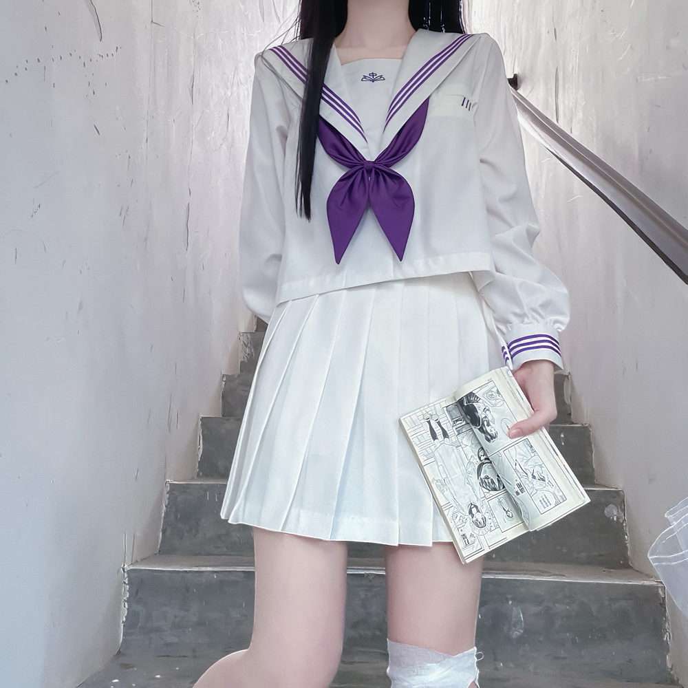 セーラー服 紫リボンの清楚長袖 制服