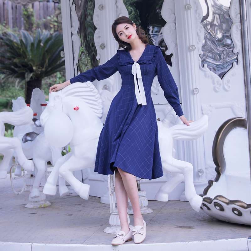セーラー服 レトロ風セーラーカラーワンピース