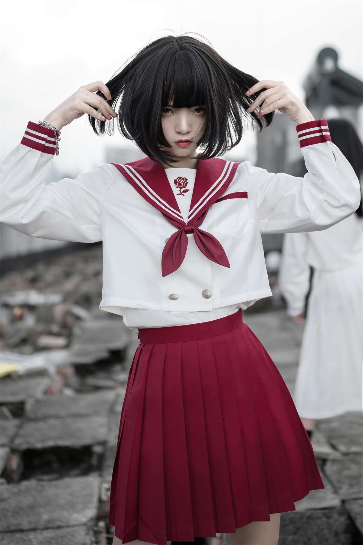 セーラー服 学園風ロングセーラーワンピース