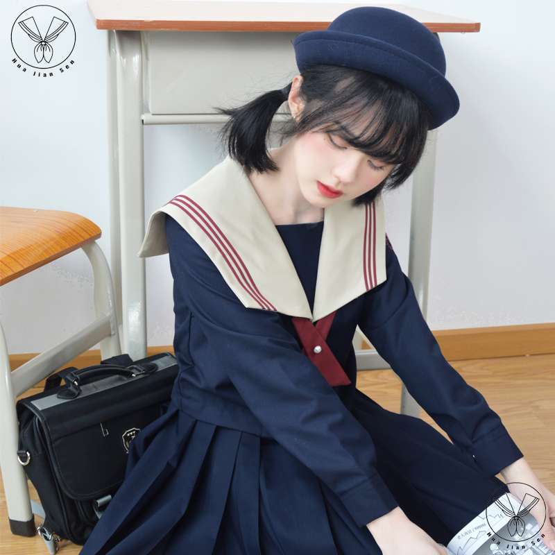 セーラー服 レトロ風味 長袖ワンピース