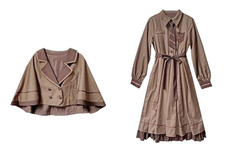 セーラー服 レトロ学院風ケープ付きワンピース