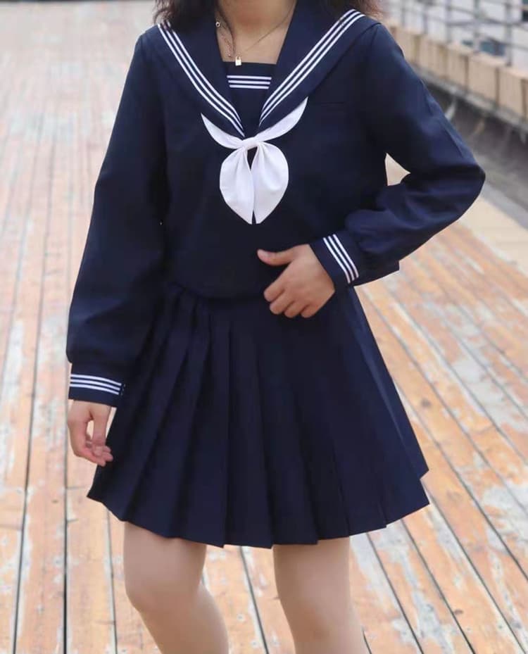 セーラー服 正統派学園風セーラー襟長袖トップス