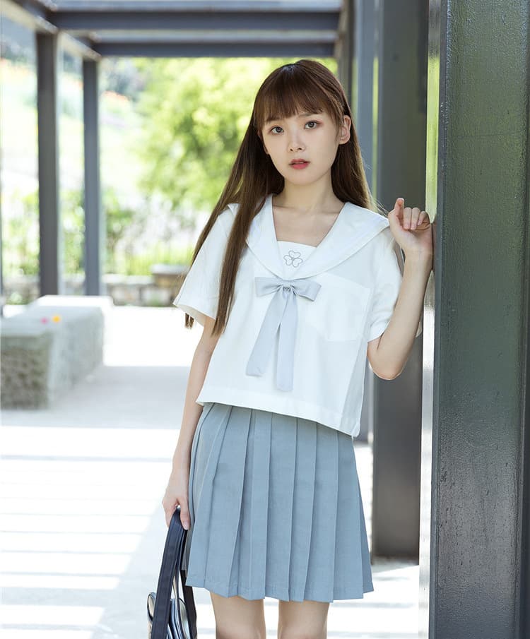 セーラー服 清楚リボン飾り 半袖セーラーブラウス