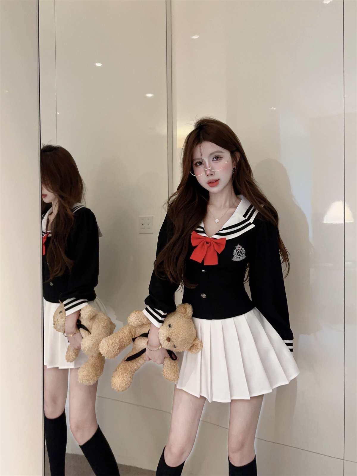 セーラー服 学院風 コスプレ衣装 赤リボン付き