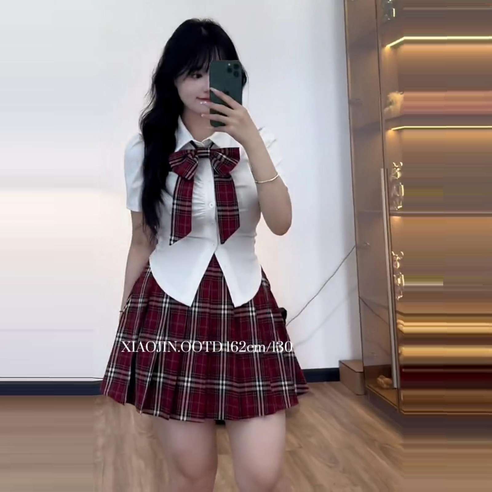 セーラー服 赤チェック柄スカート制服セット