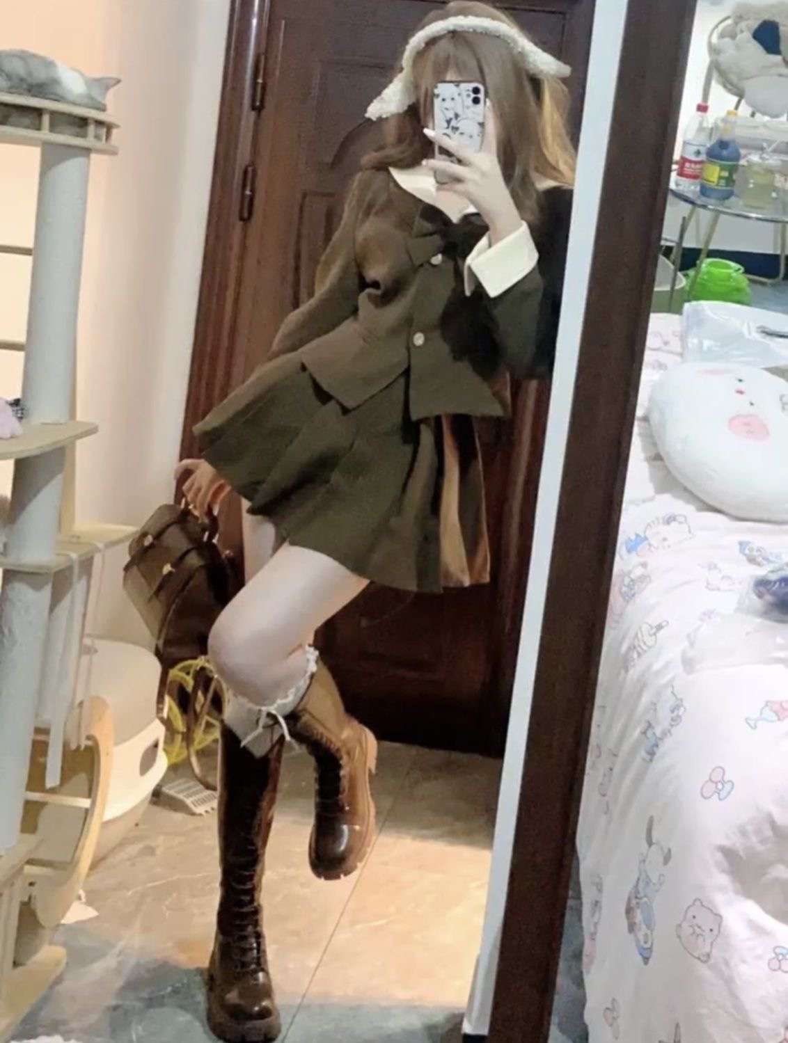 セーラー服 制服風セーラーブラウスとプリーツスカートのセット