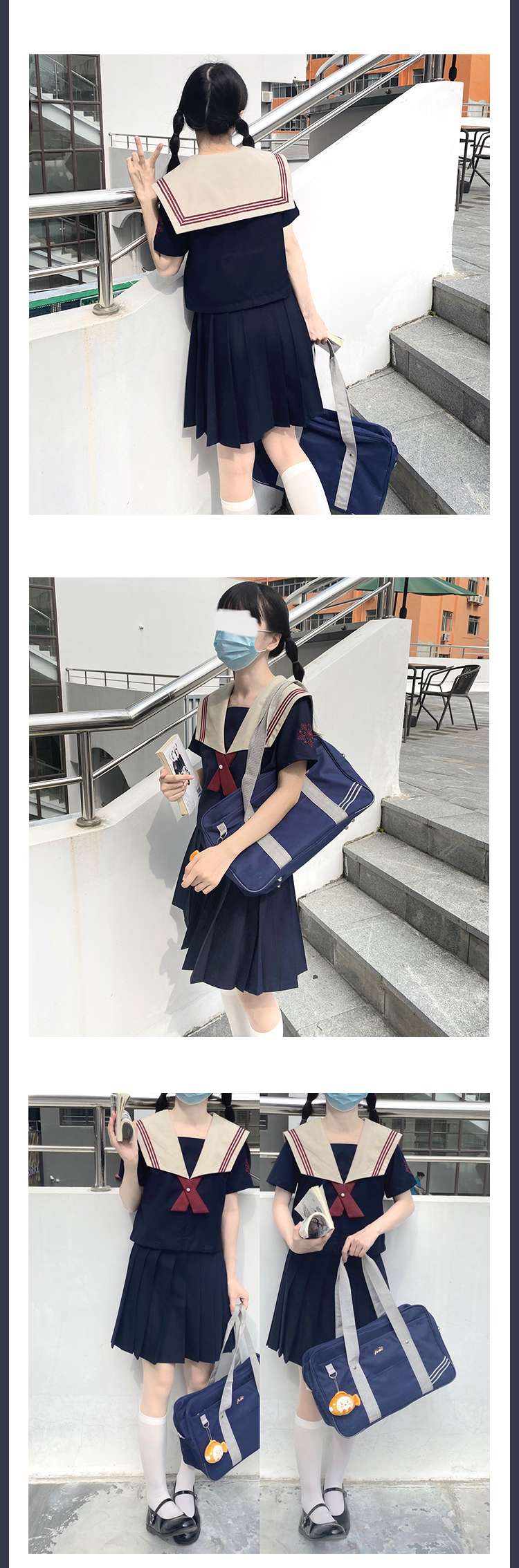 セーラー服 レトロ風味 長袖ワンピース