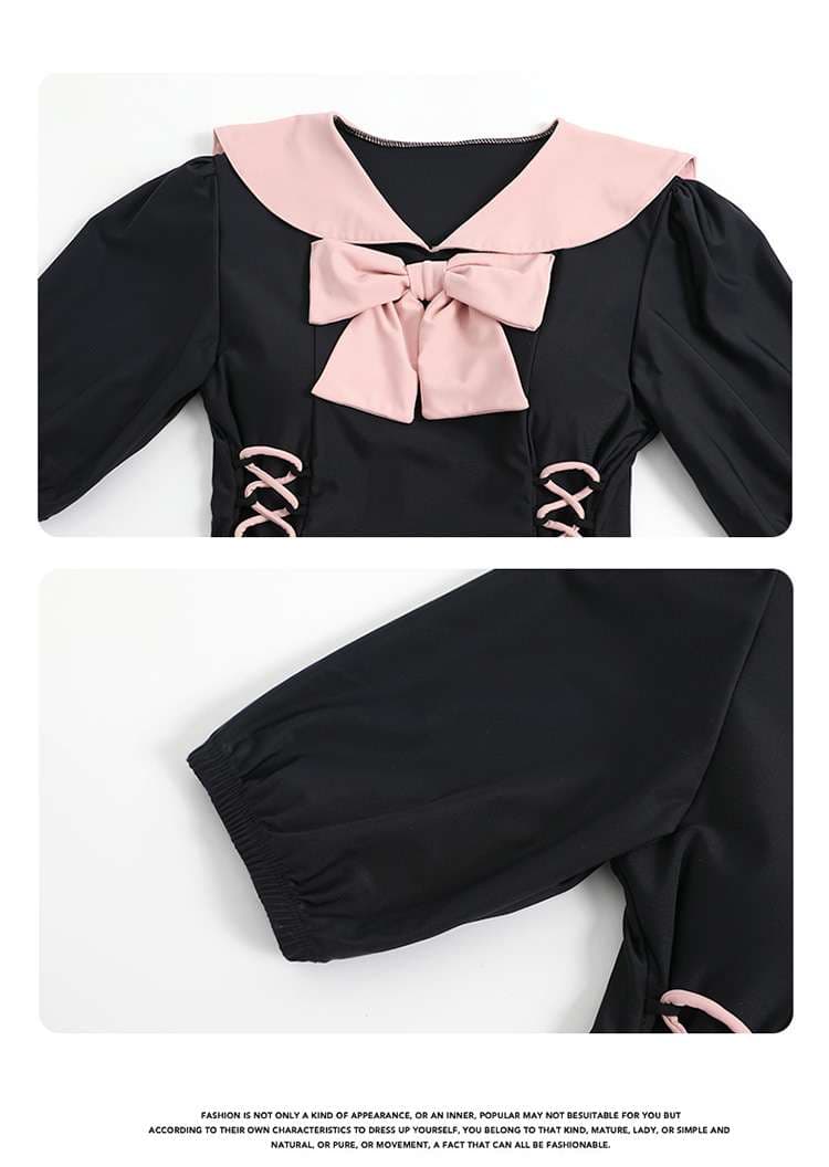 セーラー服 甘めリボンセーラーワンピース水着