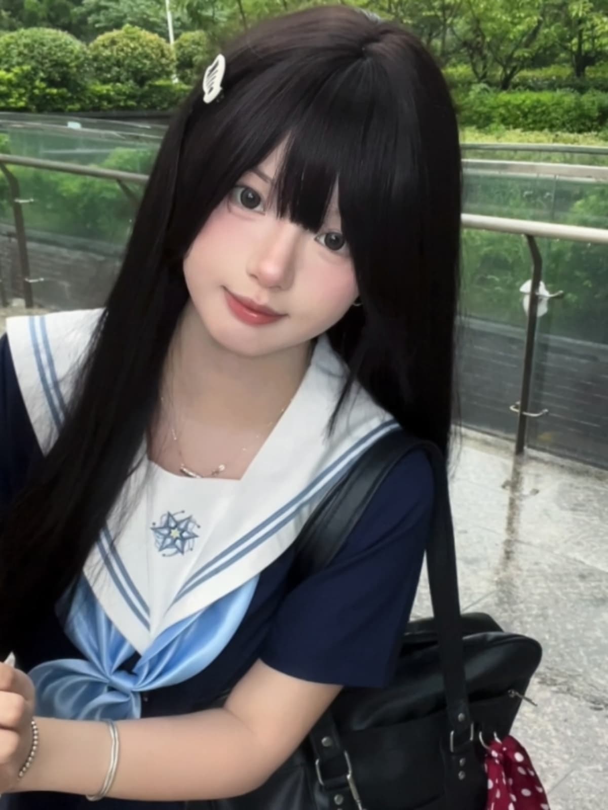 セーラー服 刺繍入り清楚セーラー長袖ブラウス