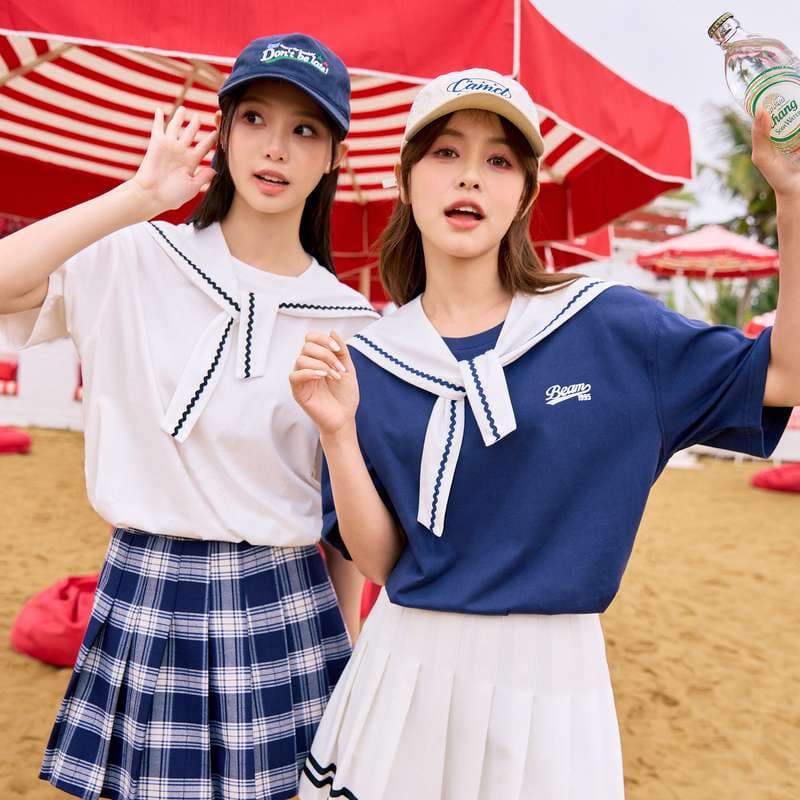 セーラー服 マリンスタイル セーラーカラーTシャツ