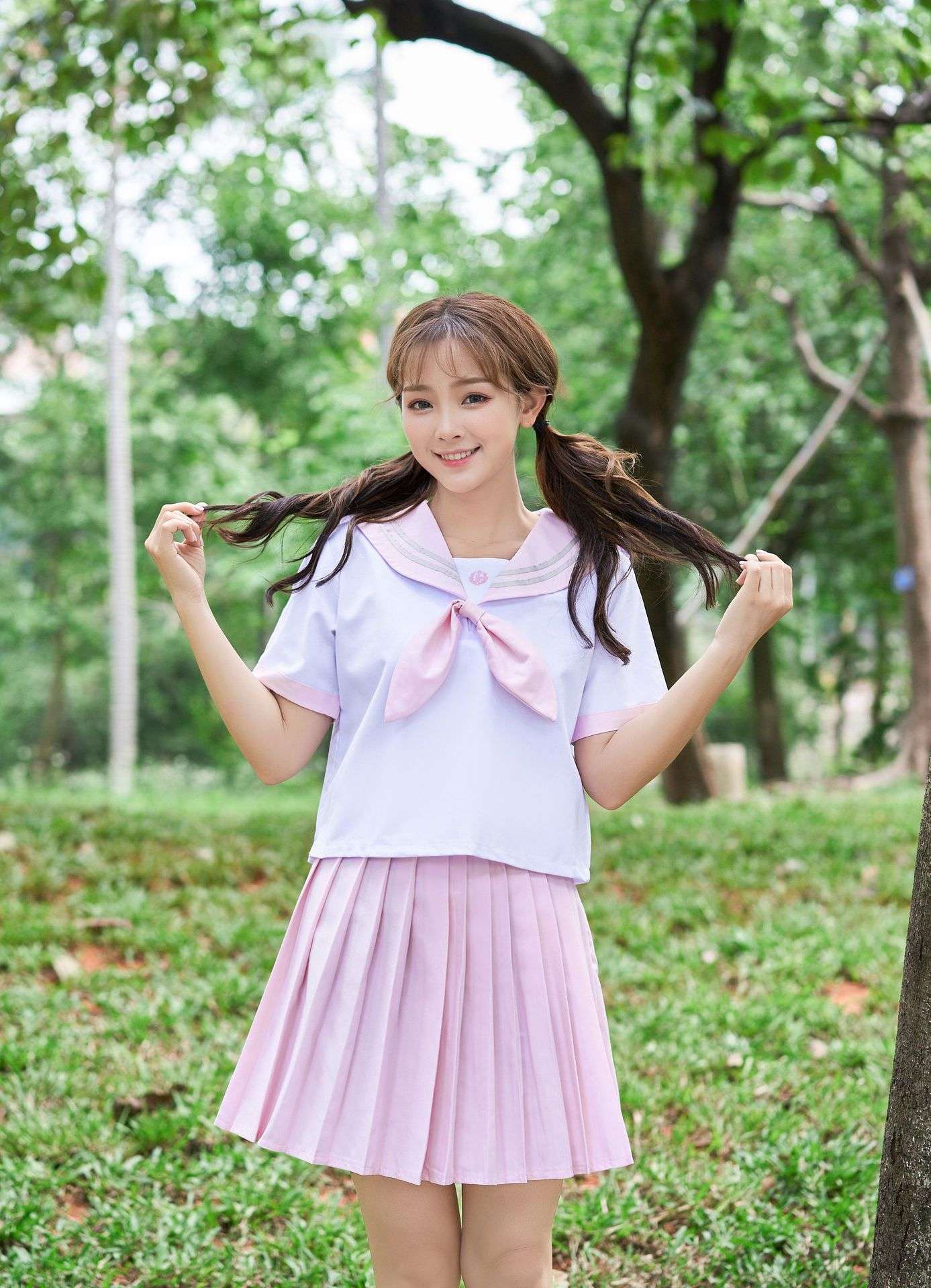 セーラー服 可愛い桜色 スクールコーデセット