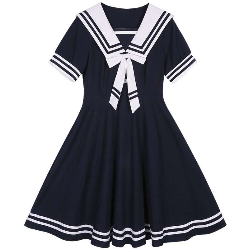 セーラー服 レトロ可愛い マリン風 セーラーカラー ワンピース