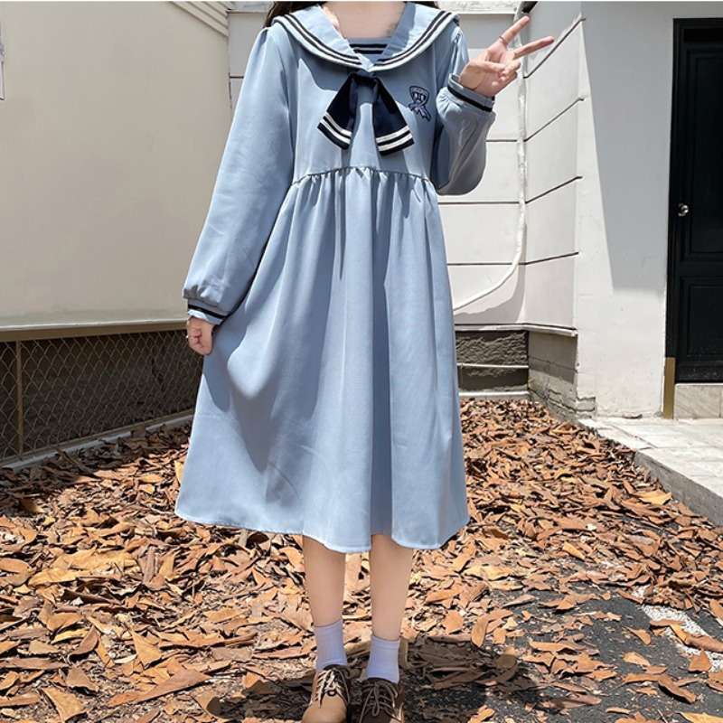 セーラー服 レトロ風セーラーカラーワンピース
