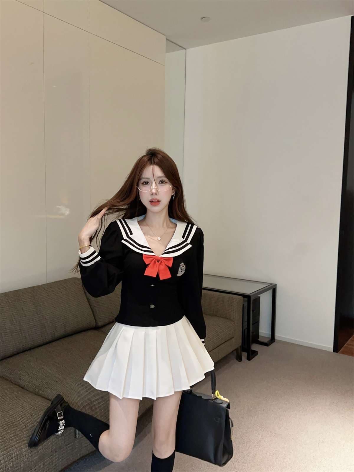 セーラー服 学院風 コスプレ衣装 赤リボン付き